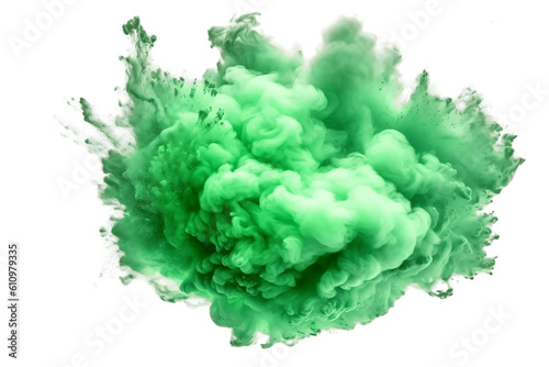 Abstract Powder Splatter Background: Green Tones. Generative Ai