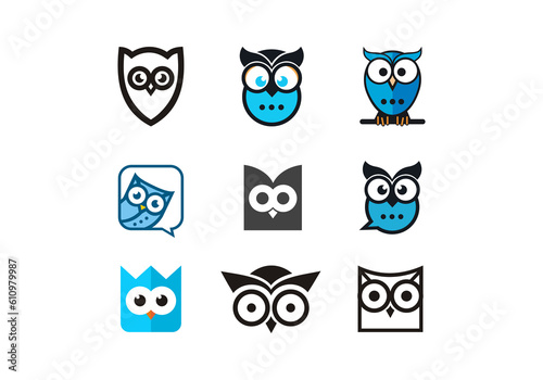 Owl Logo Set Owl logo design with concept and creative