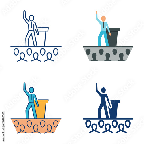 Man with a speech icon set