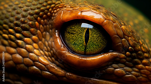 Snake eye green wildlife nature photography. Open eye carnivore fur. Dangerous predator animal tropical jungle forest hunter close up photo