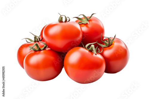 Ripe Fresh Organic Tomatoes: Isolated Illustration on Transparent Background, Generative AI