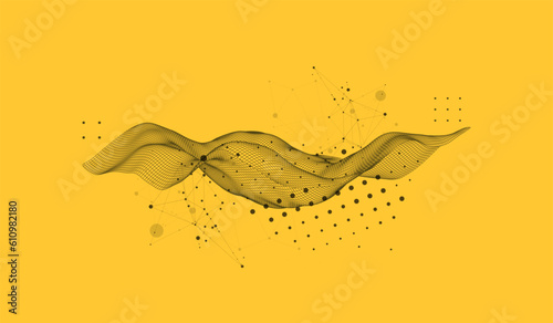 The abstract wave is made in a frame style. Template for science and technology presentation.