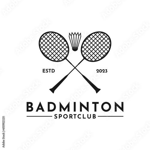 Vintage retro badminton logo design idea