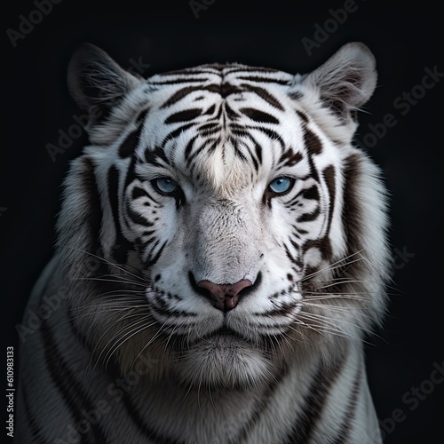 a white tiger with blue eyes