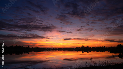 Beautiful cloud and sky on sunset landscape.