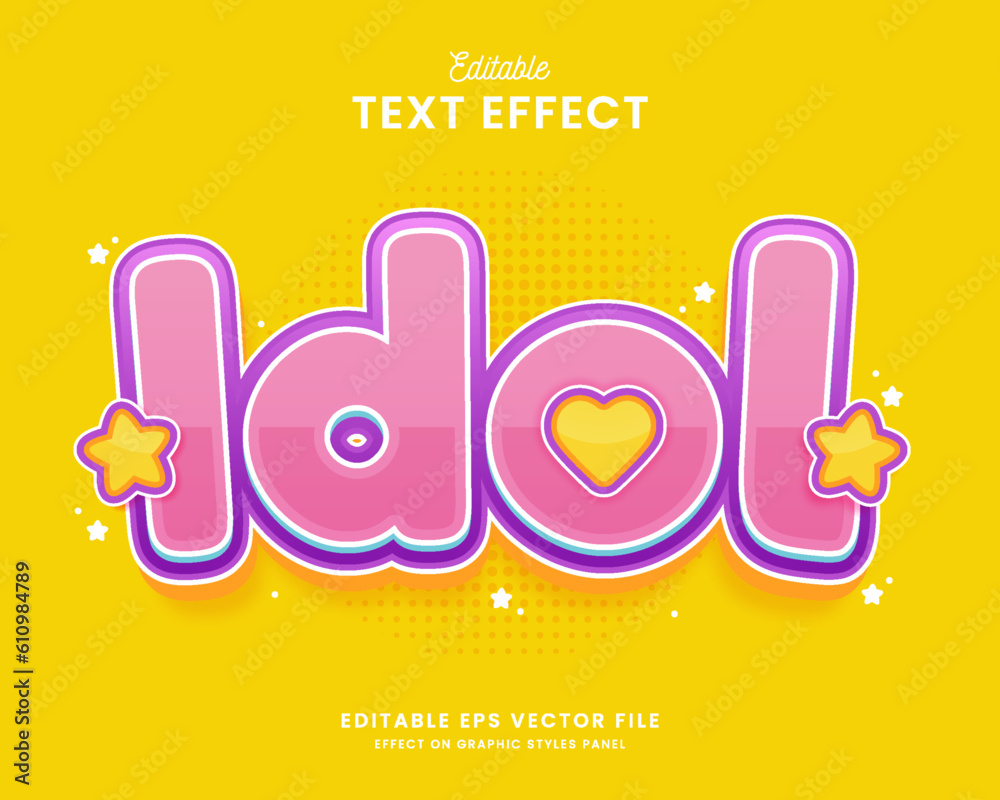 decorative idol editable text effect vector design - obrazy, fototapety, plakaty 