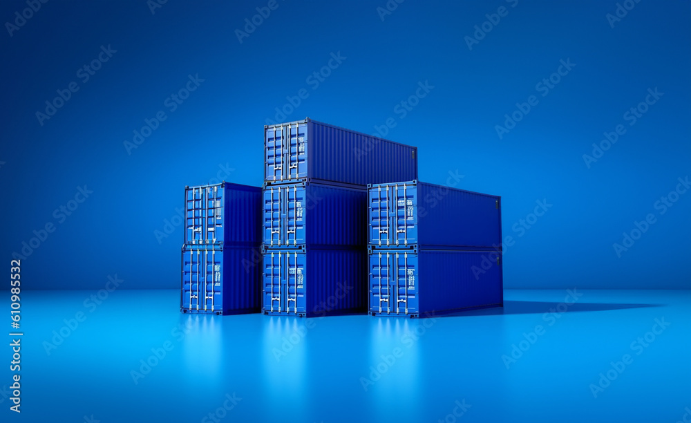 containers on a blue background containers on a blue background