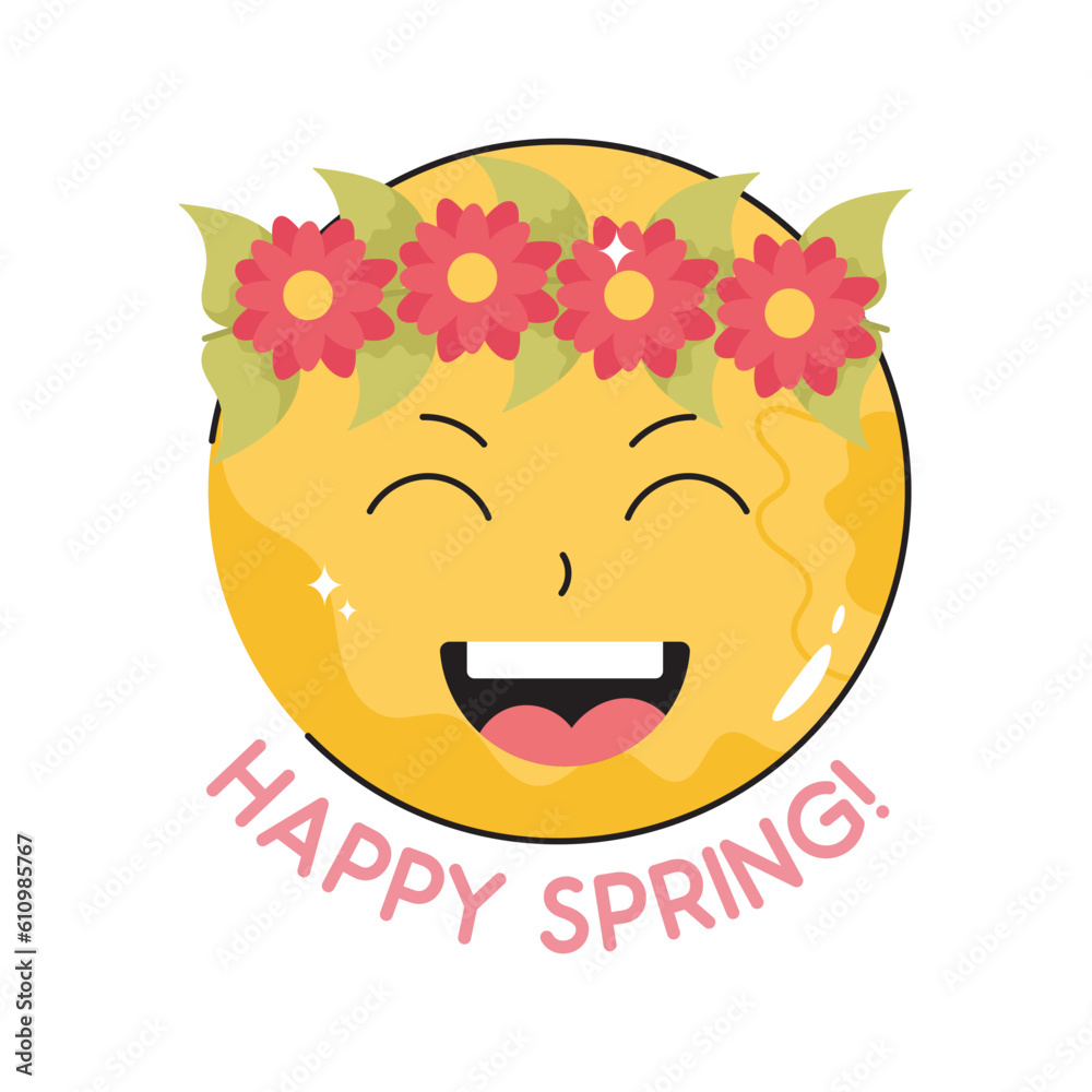 Happy spring doodle vector outline Sticker. EPS 10 file Happy spring doodle vector outline Sticker. EPS 10 file