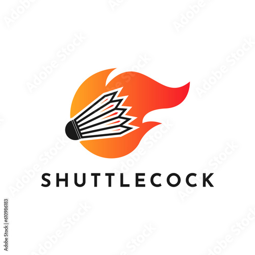 Fire Hot Smash Shuttlecock Badminton Sport Team Logo Design Vector Template