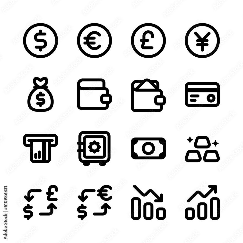 Business and Finance Related Icon, Bold Vector Icon Set