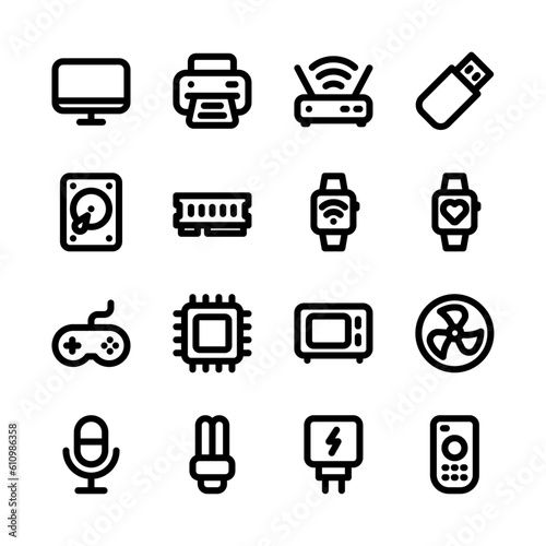Appliance, Electronic Device Related Icon, Bold Vector Icon Set