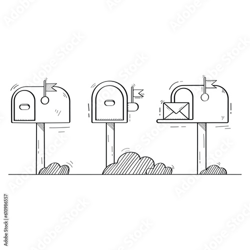 Hand Drawn Mailbox Icon Vector Design.