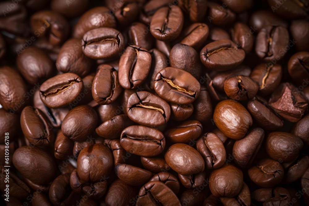 Obraz premium an image of coffee beans up close. Generative AI