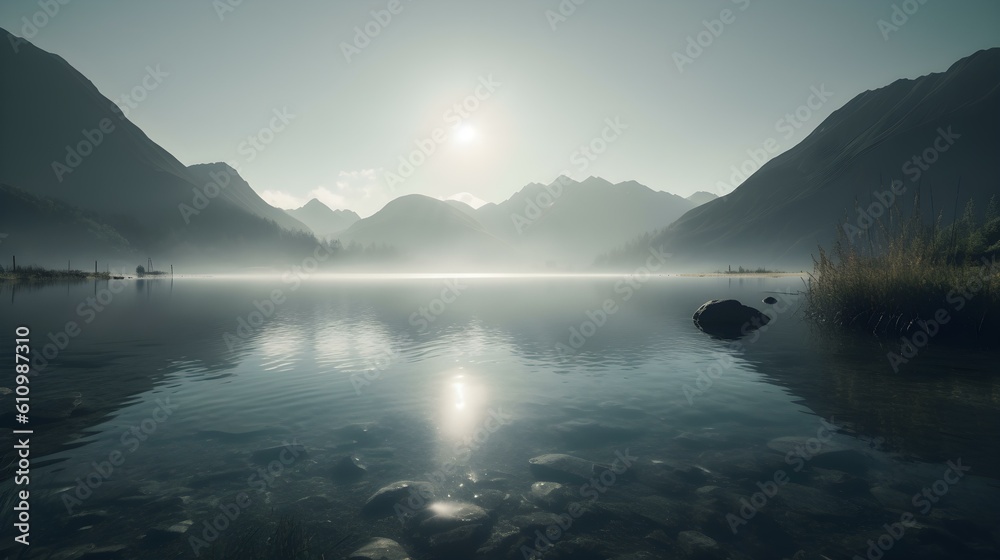 Close Up of a Lake with Mountains in the Distance