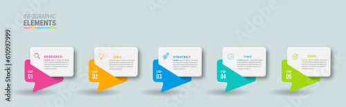 Business infographic template design icons 5 options or steps
