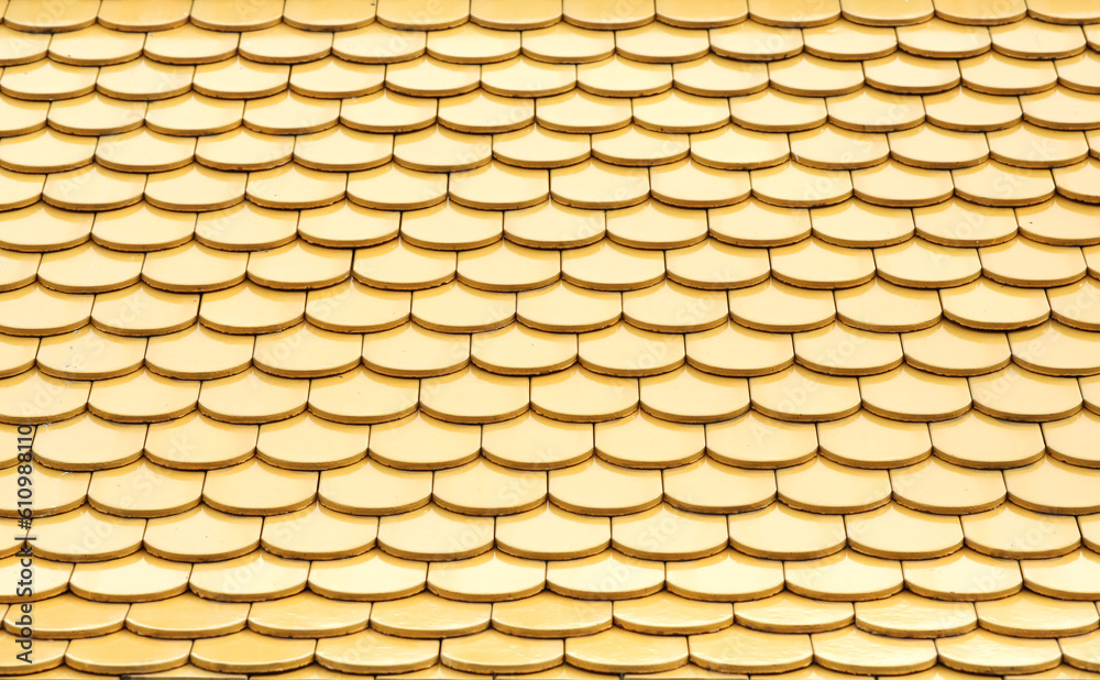 Yellow ceramic tiled roof pattern. Yellow ceramic tiled roof pattern.