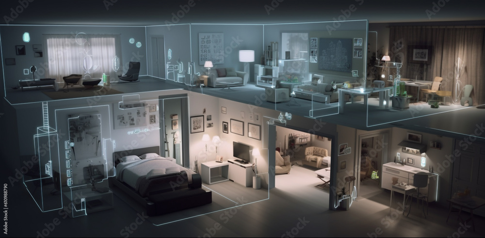 Modern home with internet of things technology Generative AI Modern home with internet of things technology Generative AI