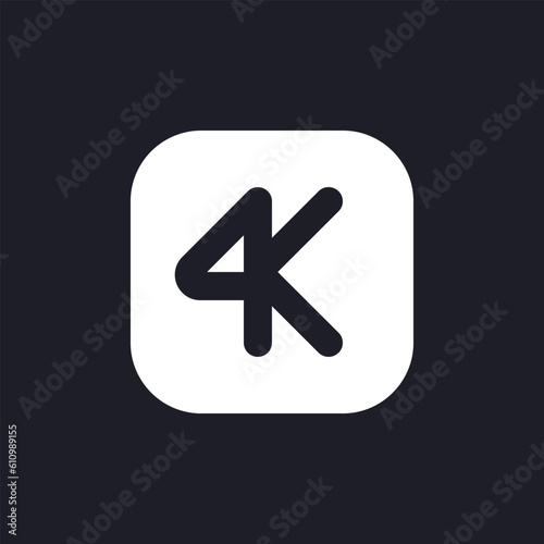 4K resolution white pixel perfect solid ui icon. High quality. Video format. Editing software. Silhouette symbol for dark mode. Glyph pictogram on black space for web, mobile. Vector isolated image