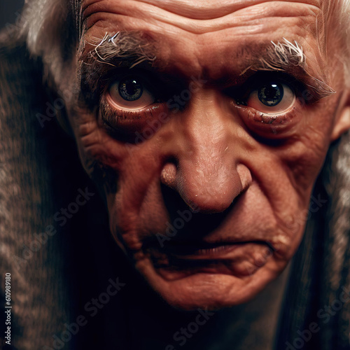 Portrait Of A Sursprised Elderly Gentleman - AI Image