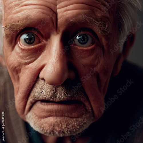 Portrait Of A Sursprised Elderly Gentleman - AI Image