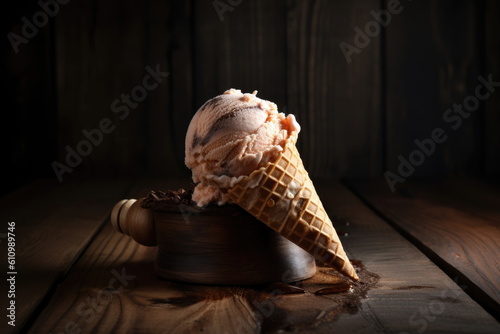 ice cream on the table, dessert