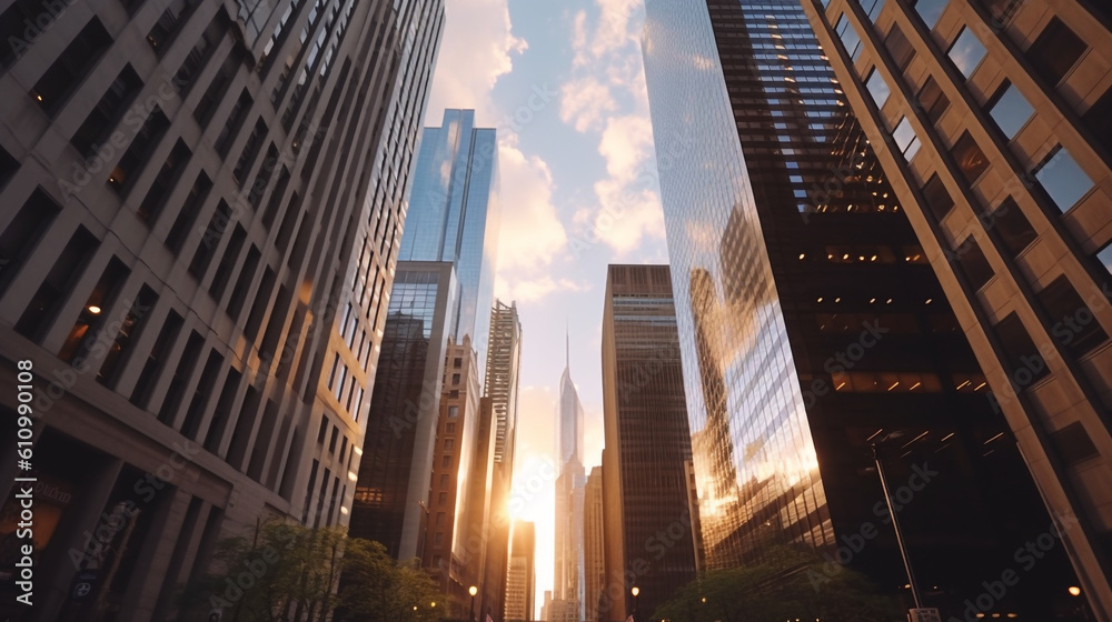 low view building skyline in city Generative AI low view building skyline in city Generative AI