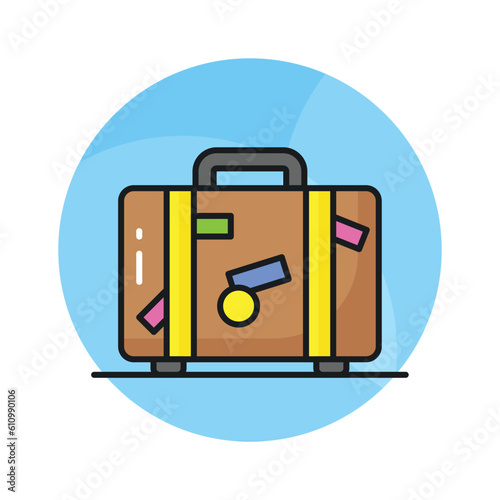Carefully crafted icon design of luggage bag in trendy style, travel baggage vector design, suitcase icon