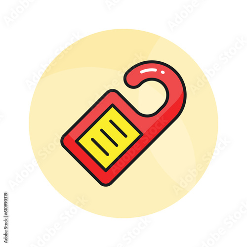 Do not disturb tag vector in trendy style, hotel door hanger