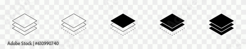 Layer icon set. Three level layers sign. Layer level symbol. Vector illustration.