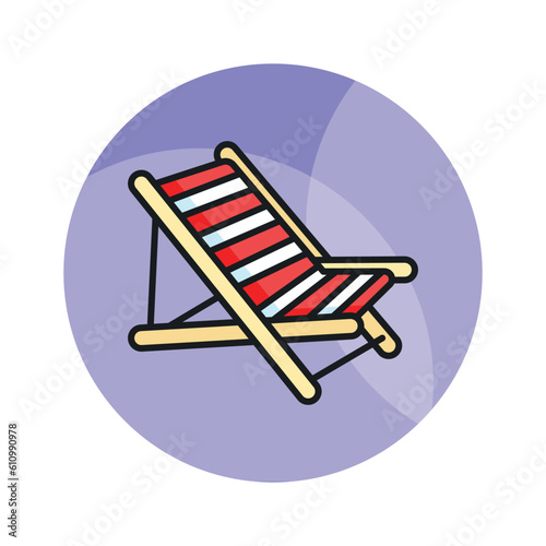 An editable icon of deck chair in modern style, easy to use vector of sunbed