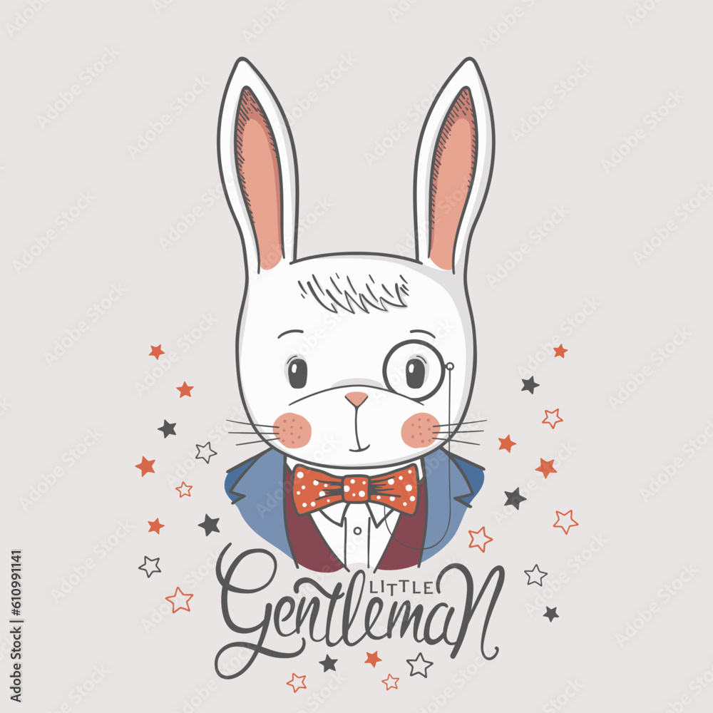 Obraz premium Cute rabbit. Little Gentleman. For t-shirt, mug, bag and other uses