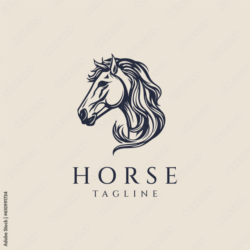 Horse head logo design vector illustration