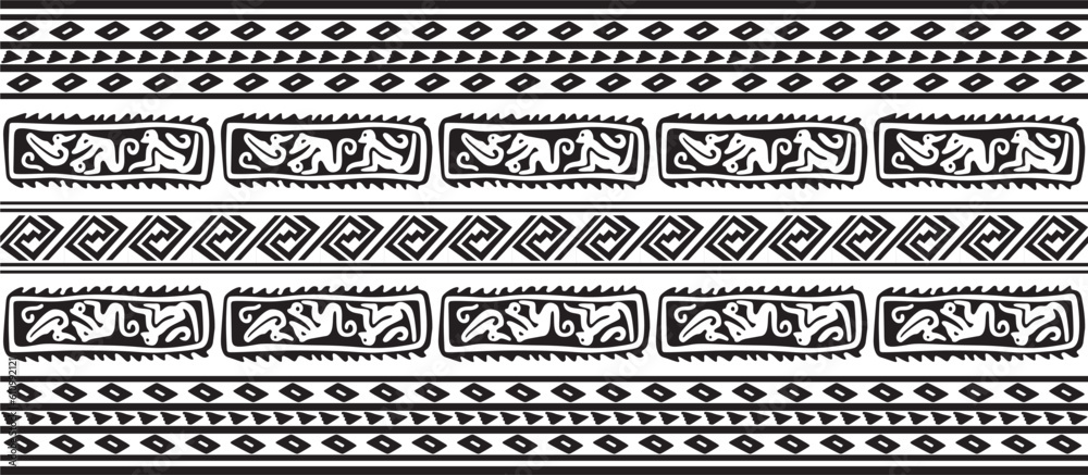 Vector monochrome seamless Native American border. Endless pattern of ...