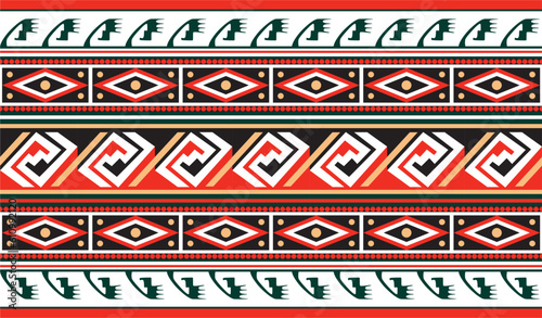 Vector seamless colored border ornament. Native American tribes framework.
