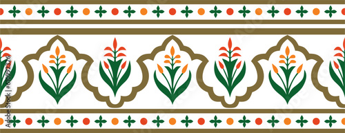 Vector seamless national colored ornament of ancient Persia. Iranian ethnic endless border, frame..