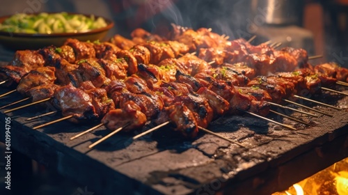 shish kebab on the barbecue photo