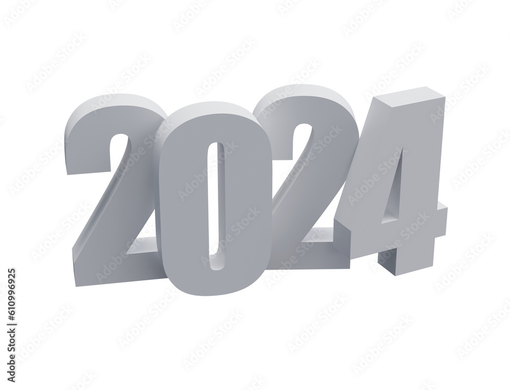 Realistic 3D silver numbers 2024 isolated transparent png. Happy New Year and Merry Christmas holidays greeting card concept for web, print design element Realistic 3D silver numbers 2024 isolated transparent png. Happy New Year and Merry Christmas holidays greeting card concept for web, print design element