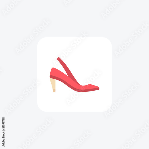 Slingback Shoes Backless Chic Simple and sleek Flat Icon Design on White background

