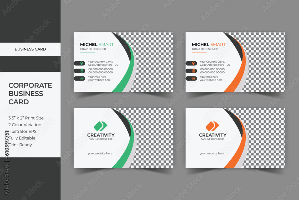 Corporate business card print design template
