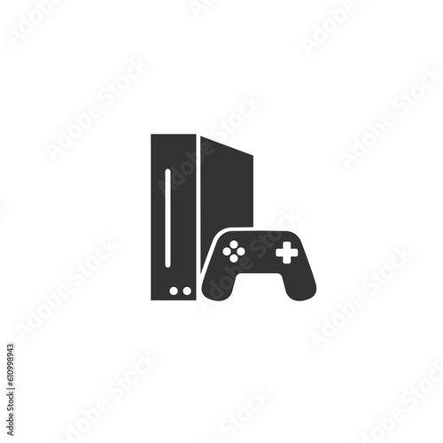 Video game console with joystick icon isolated on white background. Vector