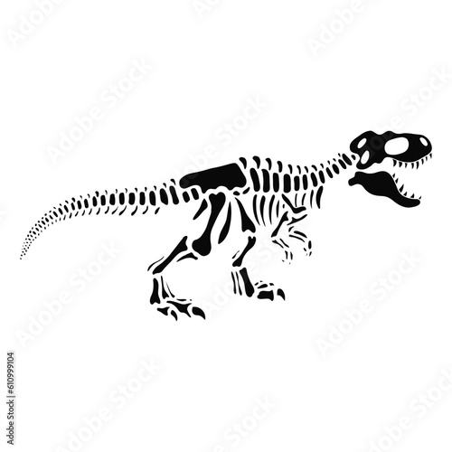 Dinosaur Full Body Skeleton Vector Silhouette