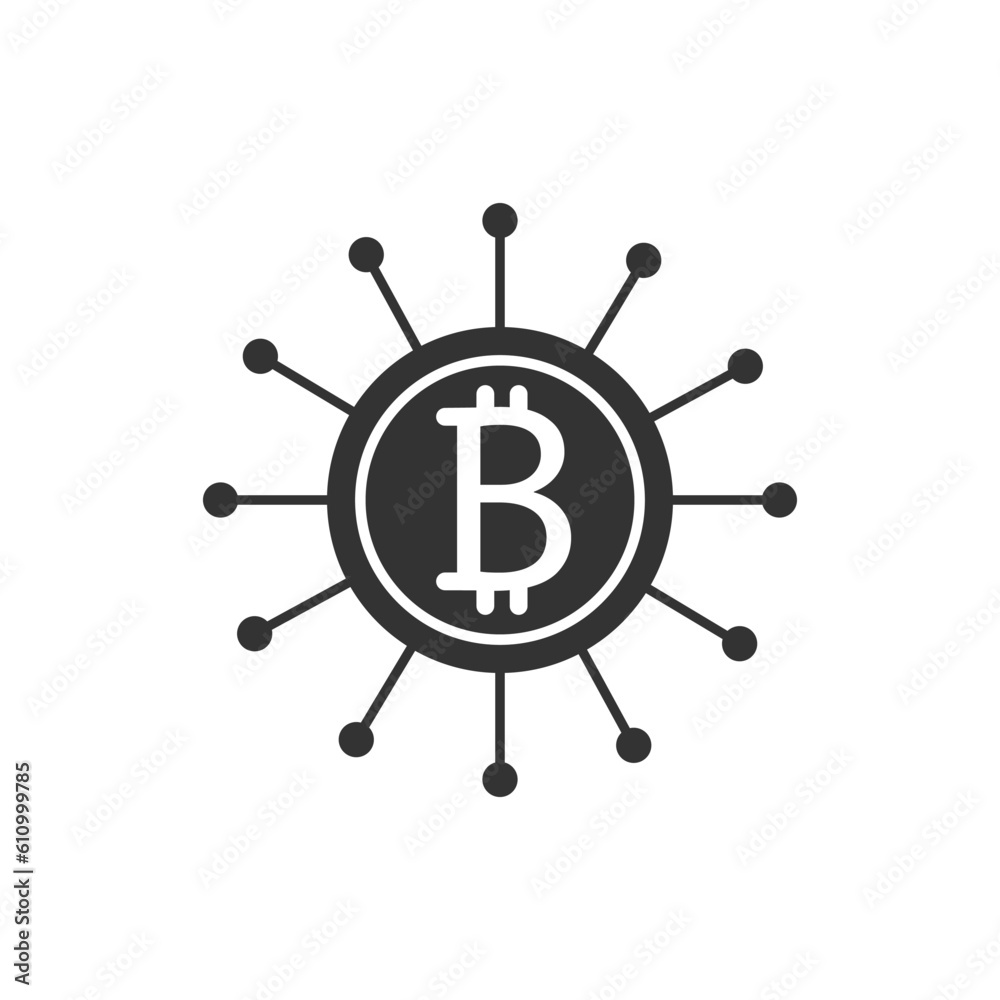 Bitcoin symbol icon, black and white design. Crypto payment. Vector Bitcoin symbol icon, black and white design. Crypto payment. Vector