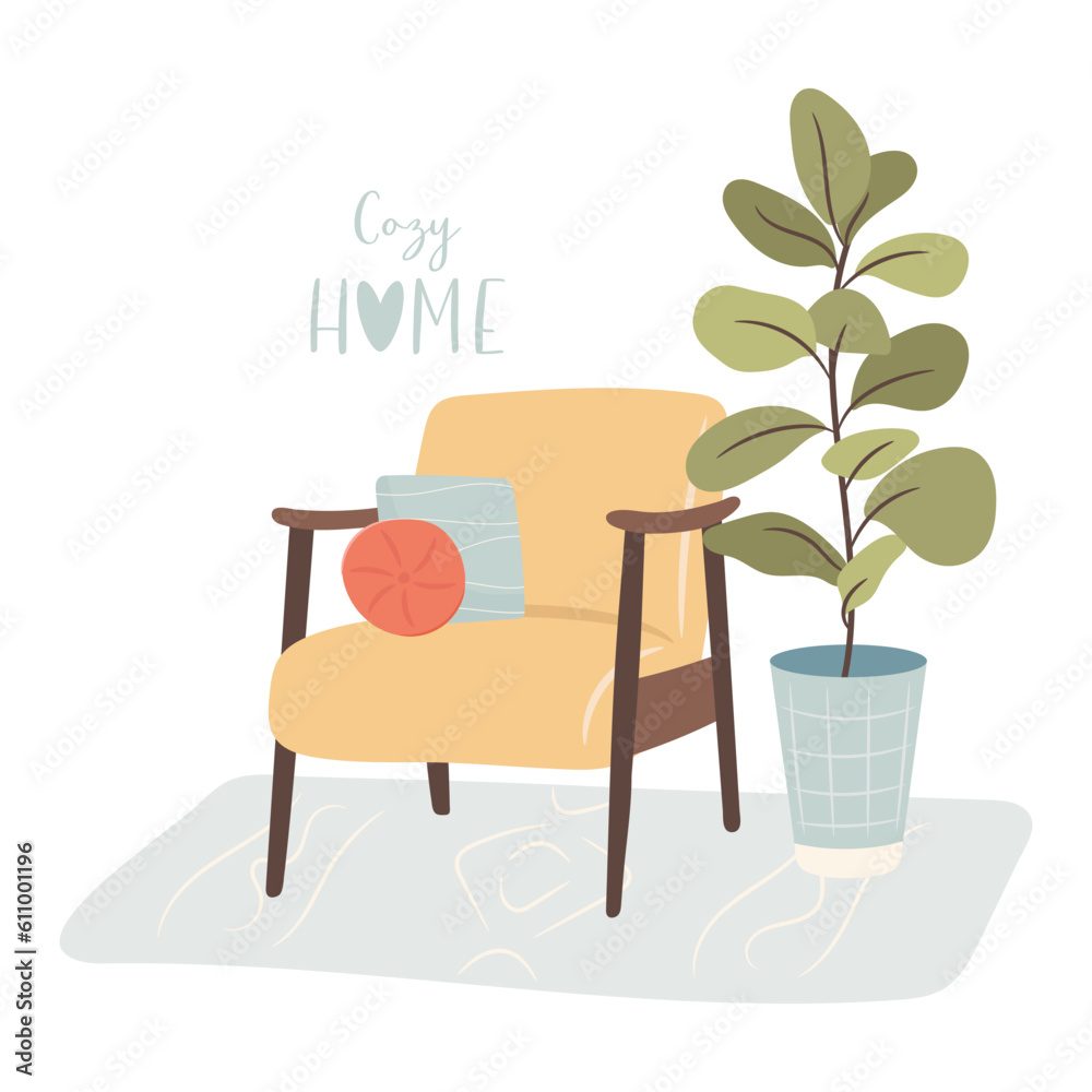 Fototapeta premium Cozy home interior. Vector illustration