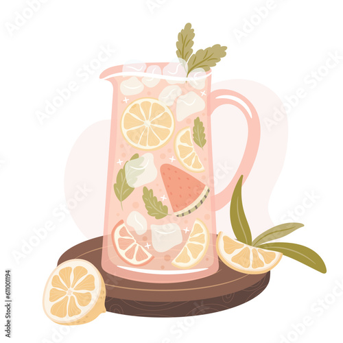 Fresh summer ice lemonade. Vector illustration