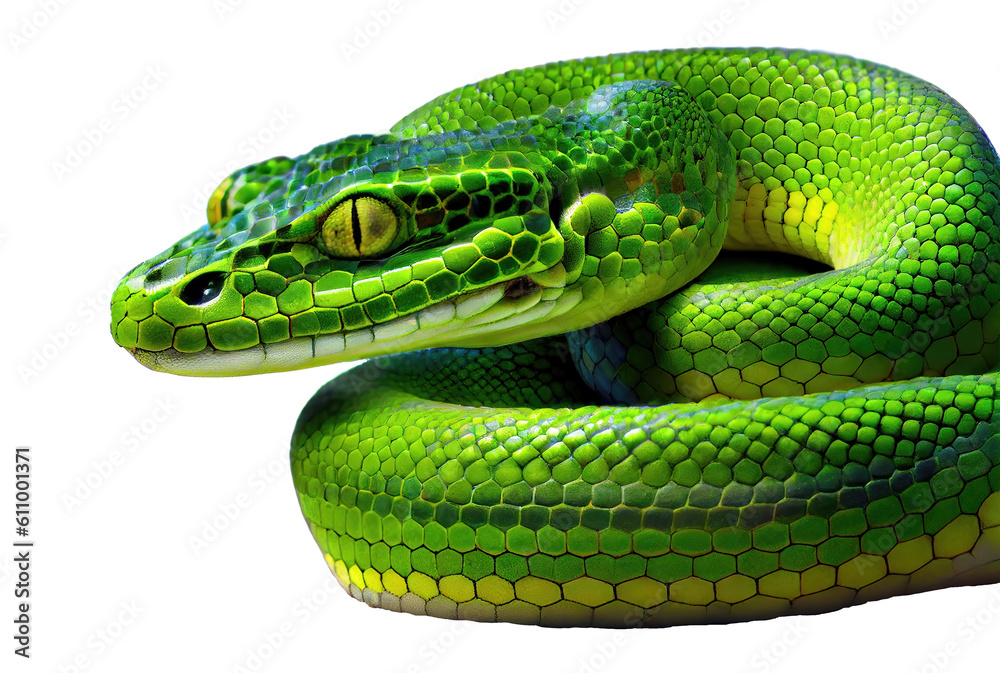 Fototapeta premium green snake on white background