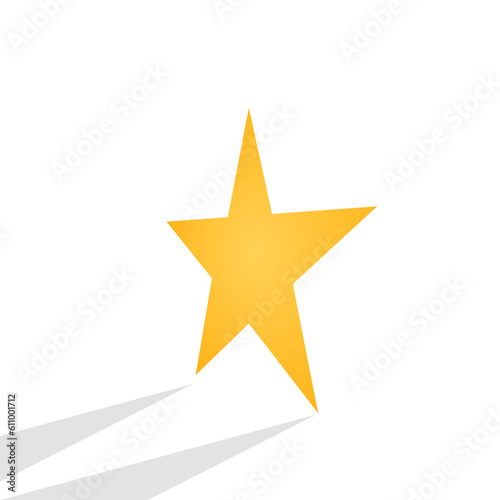 Golden star with Golden star with highlights. Icon for holiday design element. PNG illustration.