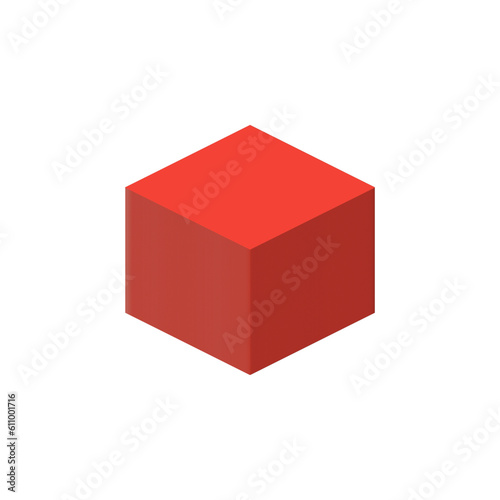 single red cube. 3d red cube. 3d object. 