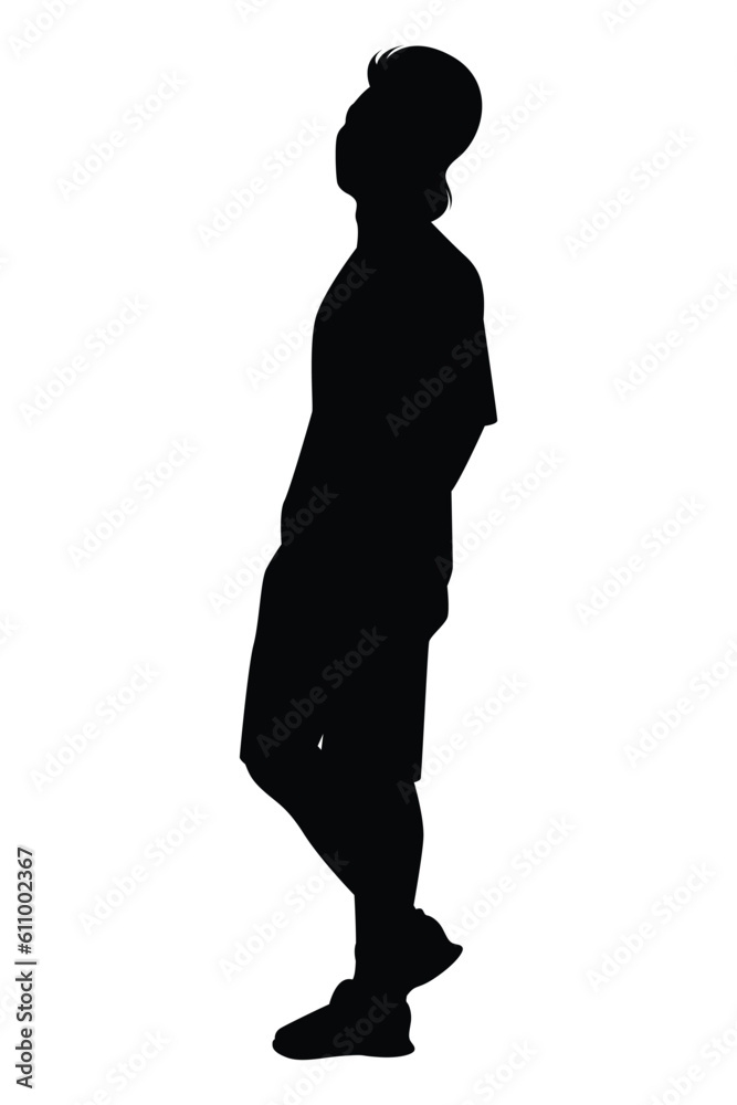 Young man in modern fashion clothing style silhouette vector