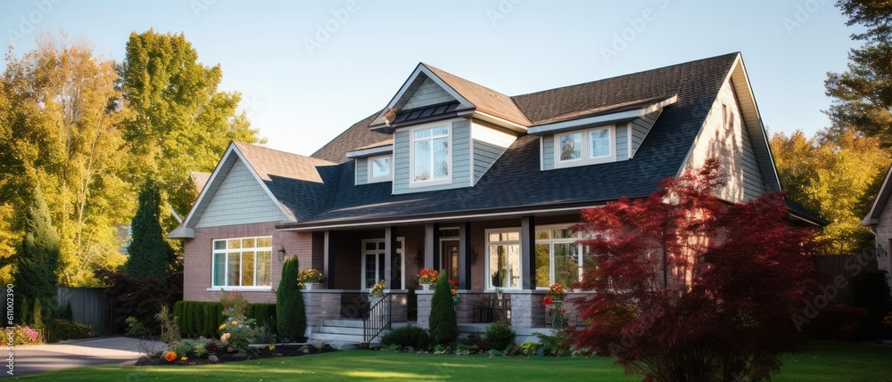 House that combines classic and modern elements. Generative AI House that combines classic and modern elements. Generative AI