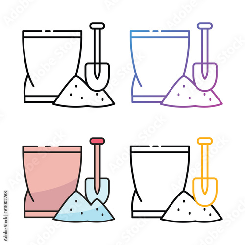 Concrete and shovel icon design in four variation color